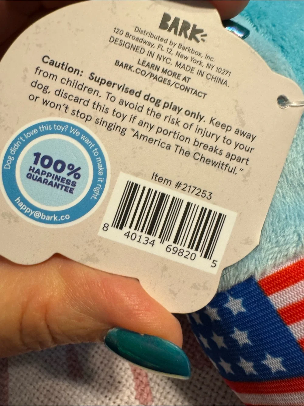 Bark Box Fourth of Jawly Jake M Dog Toy NEW squeaky shark crinkles
